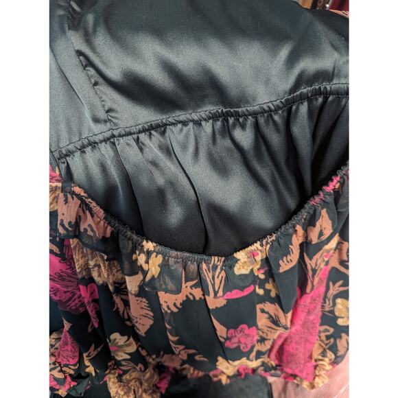 Anthropologie Porridge Puff Sleeve Open Back Floral Mini Dress Black NWT XL - Picture 11 of 12